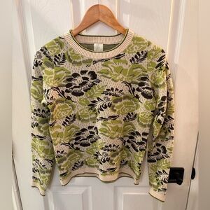 Joie Green and Black Floral Sweater